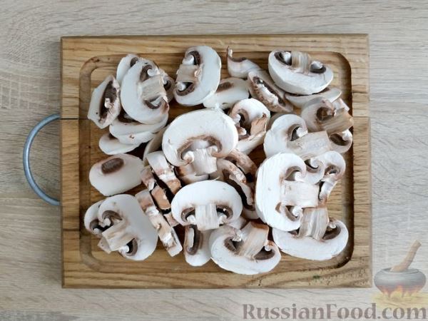 Ячневая каша с грибами, на сковороде